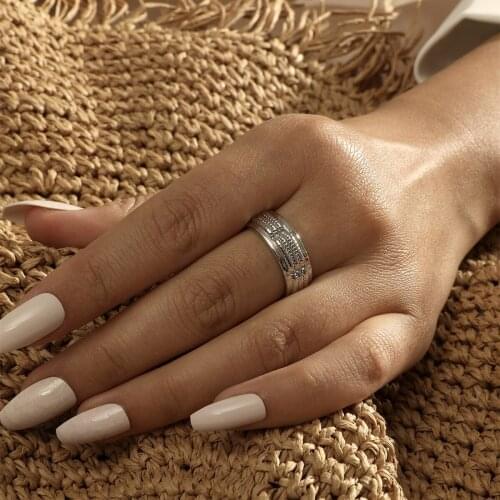 MANGOSKY Silver Fashion Ring For Women Adjustable Size