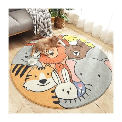 Cartoon Round Carpet Bedroom Living Room Cute Modern Decoration Children Non-Slip Mat