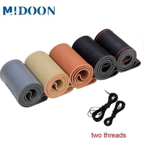 Non-slip breathaCar Steering Wheel Cover Diameter 38cm soft Leather Braid on the Steering Wheel Cover of Car Interior Accessorie