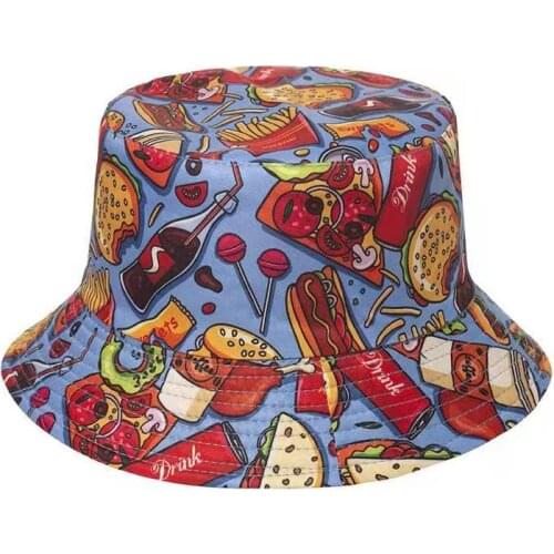 2021 Fashion Vintage Print Bucket Hat Women Double Side Cotton Reversible Sun Protection Cap Female Panama Fisherman Hats