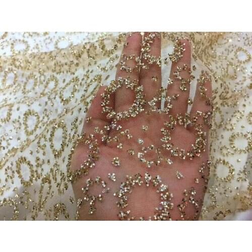 Popular french net lace ZH-43050 with glued glitter for fashion dress Hot sale african glitter lace fabric
