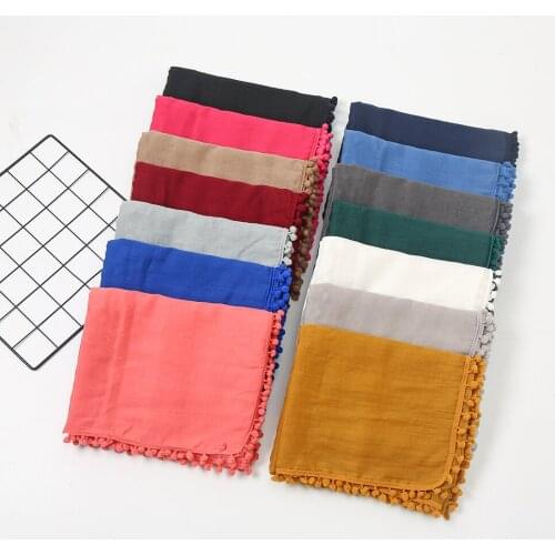Women Popular Pom Scarf Plain Ball shawls Hijab Muslim Wraps Long Fashion Headband Scarves 13 Color 180*80cm 10PCS/Lot Wholesale