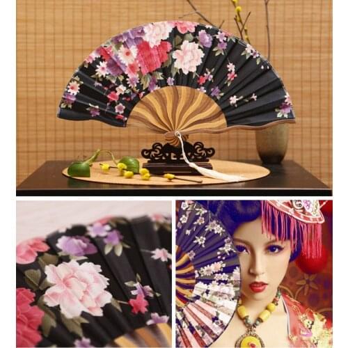Pattern Hand Held Fans Silk Bamboo Folding Handheld Folded for Church Hand Fan Cool Bamboo Flower Personalized Folding Fan