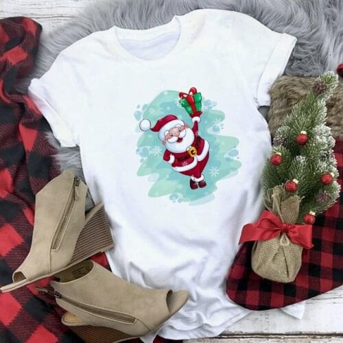 Merry Christmas Santa Claus Gift Print Women/MenTshirt Suitable All Seasons Female T-shirt Unisex Casual Short Sleeve Tops Tee