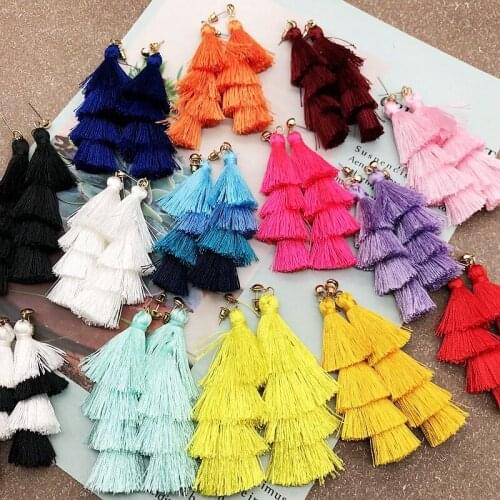 Pagoda Tassel Earrings Stud More Colors Light Weight Handmade Accessories Personality Jewelry