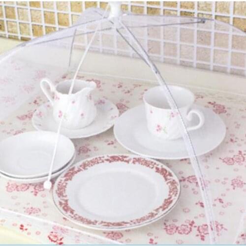 Foldable Food Umbrella Washable Mesh Vegetable Fruit Snack Lid Picnic Barbecue Party Insect-proof Folding Fresh Food Dust Cover