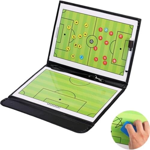 Foldable Portable Football Coach Board PU Leather Football Training Soccer Accessories Magnetic Tactic Clipboard With Pen Tool