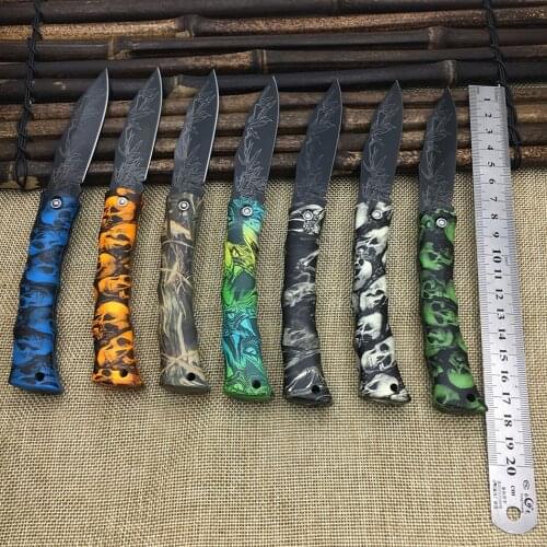 Cool Skull pattern Ghost ABS handle folding knife camping survival knife pocket Fruit knife fashion beautiful gift knife