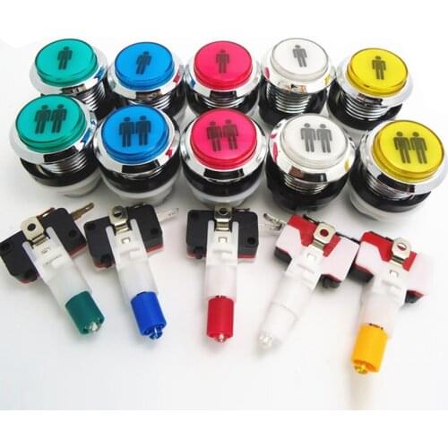 2pcs of Arcade game Illuminated LED LOGO 1P 2P start push button with micro-switch for JAMMA DIY