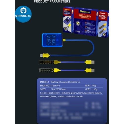Mechanic ITest Pro Battery Charge Activation Board Test Kit for iPhone & Android Phone Battery Charging Current and Voltage