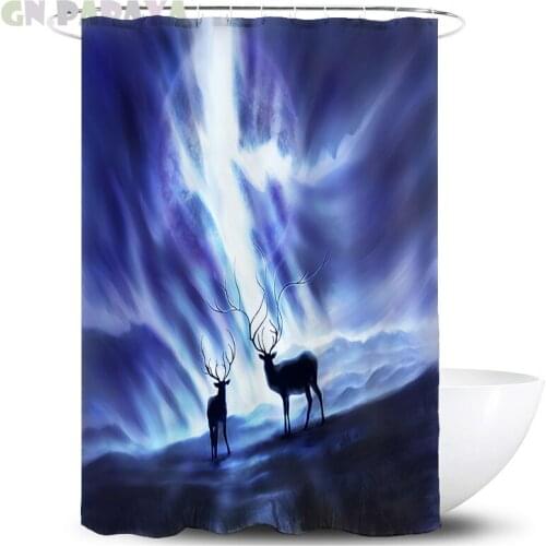 Moon night elf Psychedelic Bath Curtains Waterproof Polyester Fabric moon night Shower Curtains Screen with Hooks Accessories