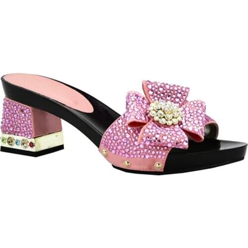 New Arrival Women Slipper Elegant Italian Women Sandals Shoes for Parties African Wedding High Heels Slip on Women Pumps Shoes
