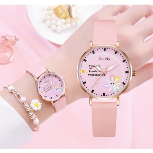 Gaiety Marke Mode Frauen Leder Band Uhr Casual Damen Quarz Armbanduhr Weibliche Armband Mit Uhr Set ClocksReloj Mujer