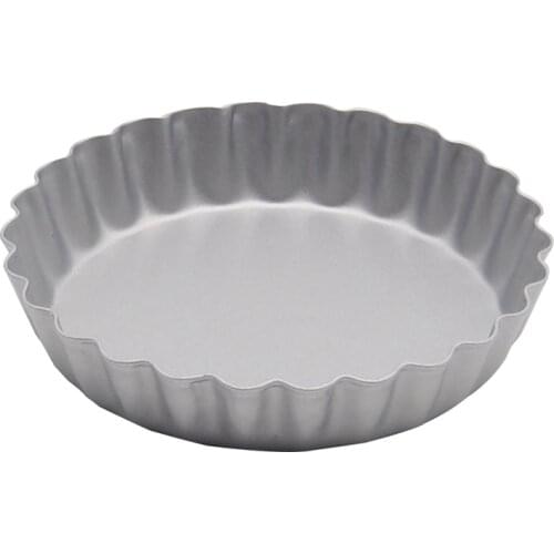 1Pcs Fruit Pie Plate Cake Mold Silver Corrugated Flower Shaped Non-Stick Multi Purpose Bakeware Tool Carbon Steel 8.2*2*10CM