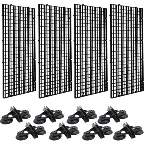 4 Pcs/Set Aquarium Divider Tray Plastic Grid Aquarium Egg Crate Light Diffuser Fish Tank Bottom Isolation With 8 Pcs Sucker Clip
