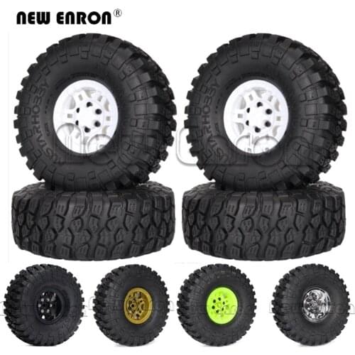 4Pc 120MM Rubber RC Tires 1.9" Beadlock Wheel Hub Rims Set For RC Crawler Rock Car 1/10 Traxxas TRX4 Axial JIMNY Tamiya D90 TF2