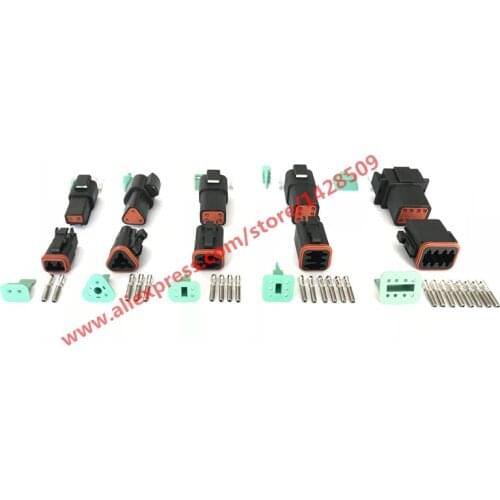 5 Sets Waterproof Electrical Connector Deutsch Black DT Connector DT06 DT04 2/3/4/6/8 Pin Engine/Gearbox For Car Bus Motor Truck