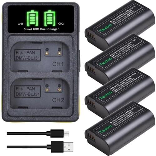 3050mAh DMW-BLJ31 DMW BLJ31 Battery + LCD USB Dual Charger for Panasonic LUMIX S1, S1R ,S1H, LUMIX S Series Mirrorless Cameras