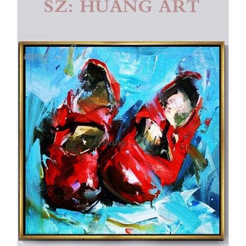 Pure hand-painted oil painting Impressionist abstract paintings of modern Chinese style embroidered shoes decorative painting