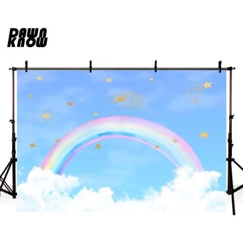 DAWNKNOW Cartoon Rainbow Star Photography Background Backdrop Newborn Photocall Baby Children Photo Shoot Studio Props GY330