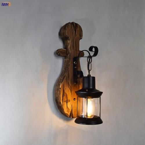 Wooden LED Wall Lights Creative Vintage Nordic Wandlamp Sconce Fixtures Bedroom Light Wall Lamp For Home Living Room Decoration