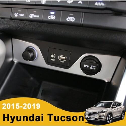 For Hyundai Tucson 2015 2016 2017 2018 Car Interior Cigarette Lighter USB Port Cover Trim Sticker Decoration Molding Accessories