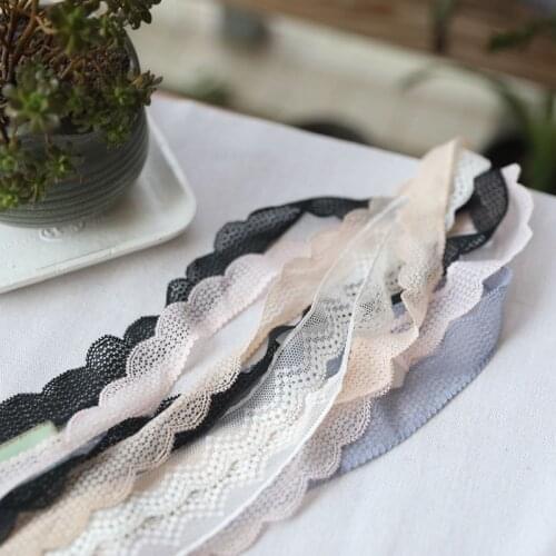 Soft Smooth 10meter/lot 2.5cm Black/Grey/Skin/Light Pink Elastic Lace Trim Underwear Stretch Lace Sewing Material X807