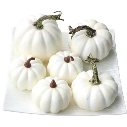 Gresorth 6 PCS Fake White Pumpkins Fall Autumn Halloween Christmas Decoration