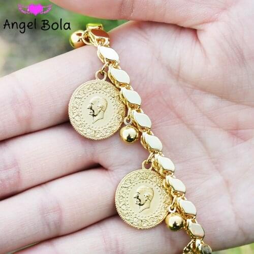 Islamic Muslim Luxury Portrait Coin Bracelet Bohemian Vintage Lady Charm Bracelet Wedding Event Gift Gold Jewelry Wholesale