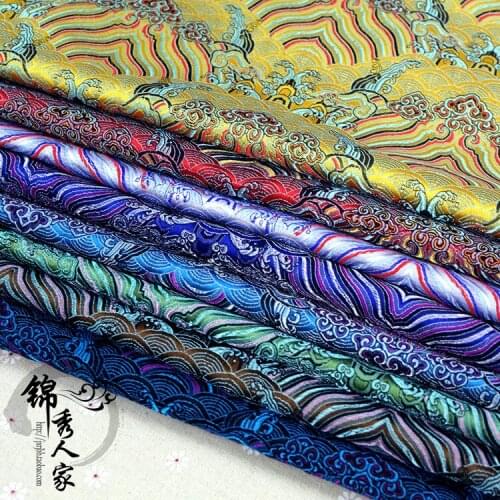 Costume Hanfu national cheongsam Brocade silk jacquard fabrics of sea waves/100cm*75cm