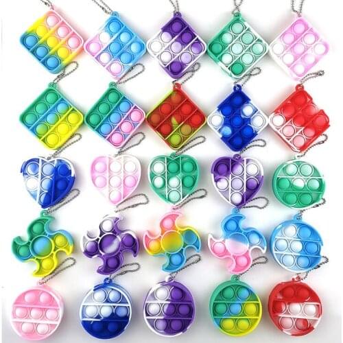 Mini squishy keychain Push Pops Bubble Sensory Toy Keychain Autism Squishy Adult Stress Reliever Toy for Children Relief Funny