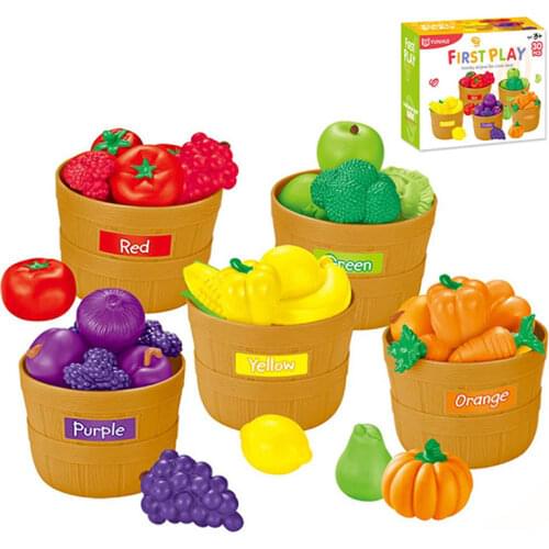 Montessori Color Fruit/Vegetable Simulation Food Pretend Toys Pretend To Play Kitchen Food Color Classification Educational Toys