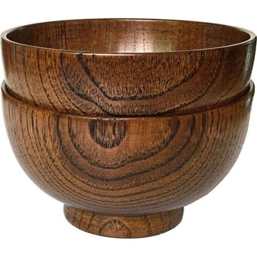 Set of 4 Solid Wood Bowl, 4-1/8 inch Dia by 2-5/8 inch, for Rice, Soup, Dip, Decoration (Small)