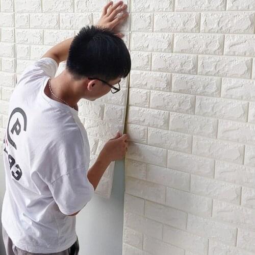 1pcs 77x70cm 3D Wall Stickers Wallpaper Brick Self-adhesive Panel Decal Self Adhesive Brick Pattern Background Living Room Decor