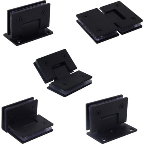 Stainless Steel Frameless Glass Black Door Hinge 90 Degrees of Bathroom Clamp Bathroom Folding Glass Clip Package Mail