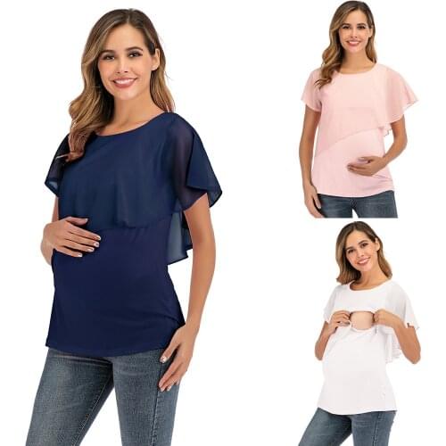 2020 New Summer Women Pregnant Maternity Nursing T Shirts Womens Maternity Nursing Wrap Top Sleeveless Double Layer Blouse Tee