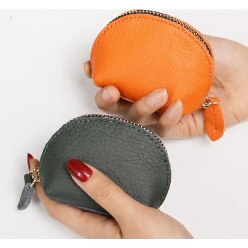New European and American leather small wallet women fashion cowhide mini zipper coin purse simple womens coin purse