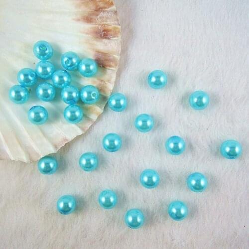 Wholesale 6.8.10.12mm Lake Blue Fashion Pearl Imitation Beads Acrylic Round Ball DIY Jewelry Fingdings PB-08