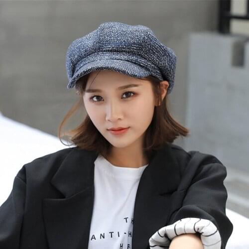 CANZE Autumn Winter Women Octagonal Hat Fashion British Beret Korean Japanese Peaked Cap Beret Hat