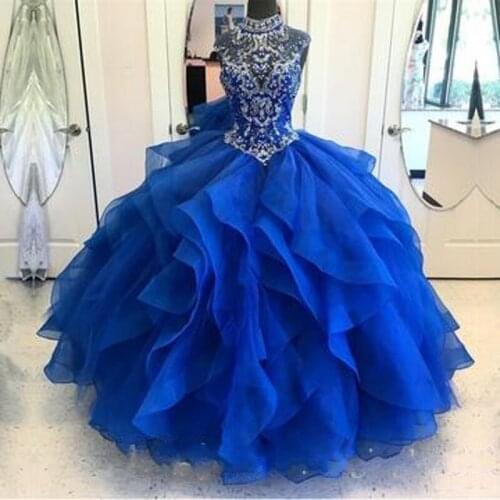 Royal Blue Quinceanera Dresses Applique Sweet Sixteen Dress Beaded Vestido 15 anos Masquerade Gowns