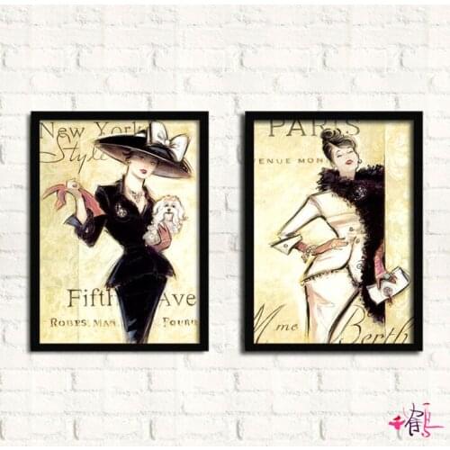 European American-Style Paris Woman Canvas Painting Oil Painting Clothing Store Studio Wall Poster Mural Nordic Decoration Home