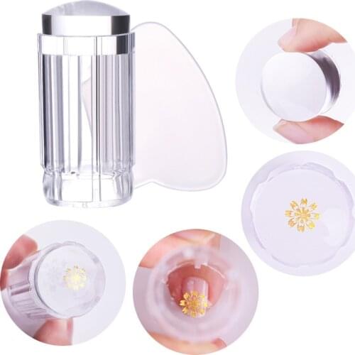 Clear Nail Art Stamping French Nail Seal Stamp Nail Polish Print Beauty Nails Transfer Stamper Clear Silicone Manicure Tool