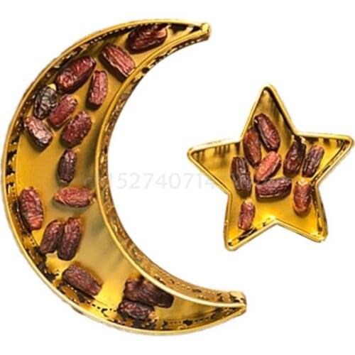 Ramadan Kareem Decor Eid Mubarak Moon Star Serving Tray Ramadan Muslim Islamic Party Supply Durable for DIY Home Dessert