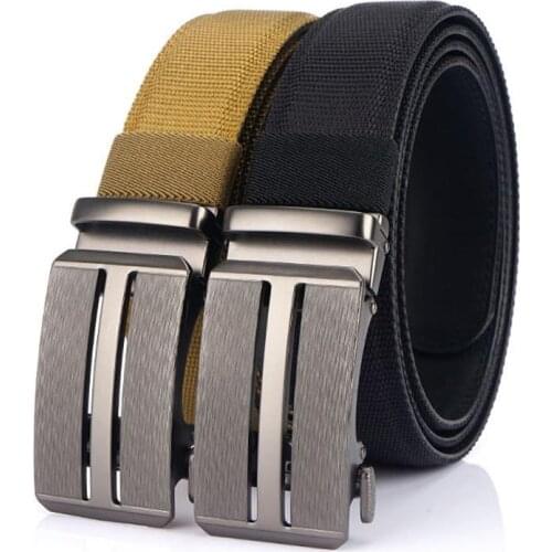 Flying Art Mens Canvas Belt Luxury alloy reverse Pull automatic Buckle Belt Mens business casual leather Breathable Belt