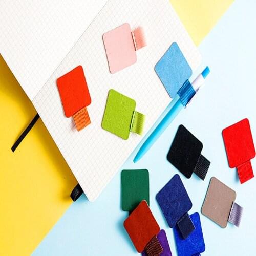 Self-adhesive Leather Pen Clip Pencil Elastic Loop for Notebooks Journals Clipboards Pen Pencil Holder Office Desk Accessories