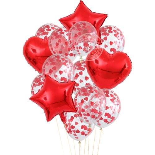 10/14pcs 18inch Red Heart Foil Globos Transparent Confetti Latex Balloons Wedding Valentines Day Gift Birthday Party Decoration