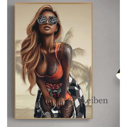 Nordic Abstract Sexy Girl Canvas Painting Street Graffiti Tattoo Woman Wall Art Posters and Prints Home Decor Bedroom Picture