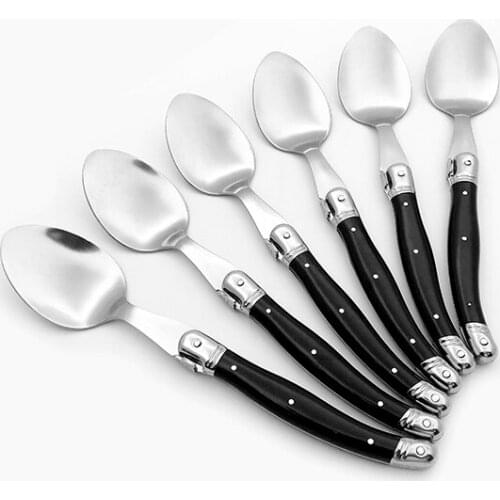 Stainless Steel Cutlery Dinner Spoon Soup Scoop Public Rice Spoon Dinnerware Set Large Long Handle Table Service Spoons Black