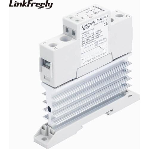 TRA23A25L 25A Heat Sink Solid State Relay AC AC 90-250VAC In Out 24-280VAC Voltage Control Relay Board& Module Din Rail