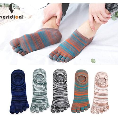 Veridical 5 Pairs/Lot Cotton Socks With Toes Colorful Spring Summer No Show Ankle Cool Socks For Man Vintage Five Finger Socks